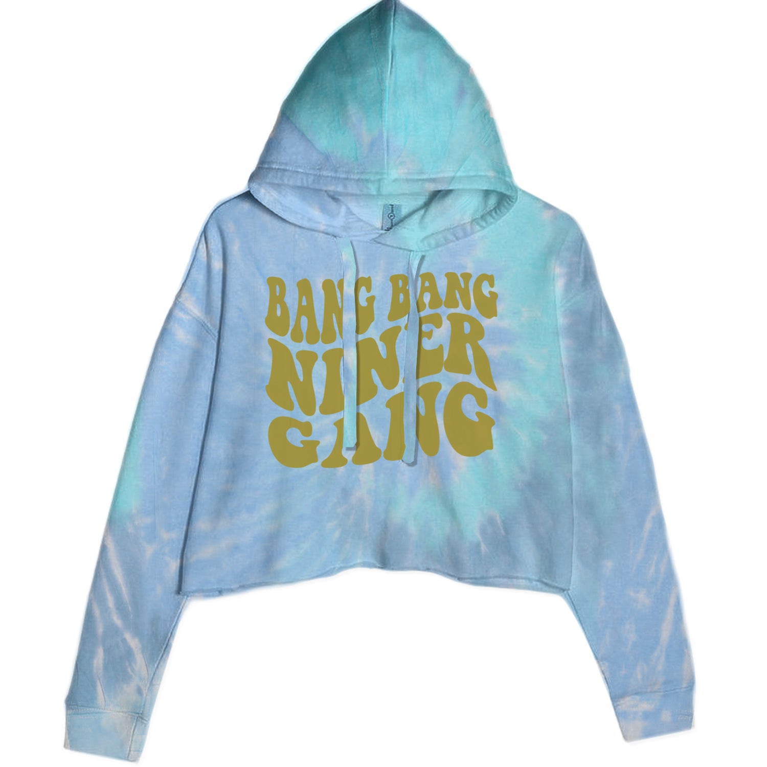 WAVE Bang Bang Nin-r Gang San Francisco Cropped Hoodie Sweatshirt Blue Clouds