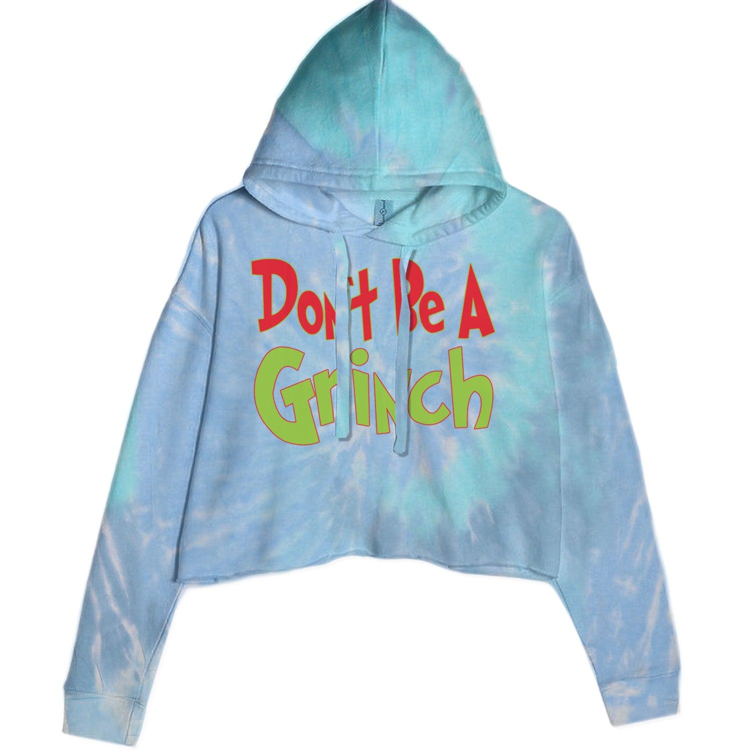 Don't Be A Gr-nch Jolly Grinchmas Merry Christmas Cropped Hoodie Sweatshirt Blue Clouds