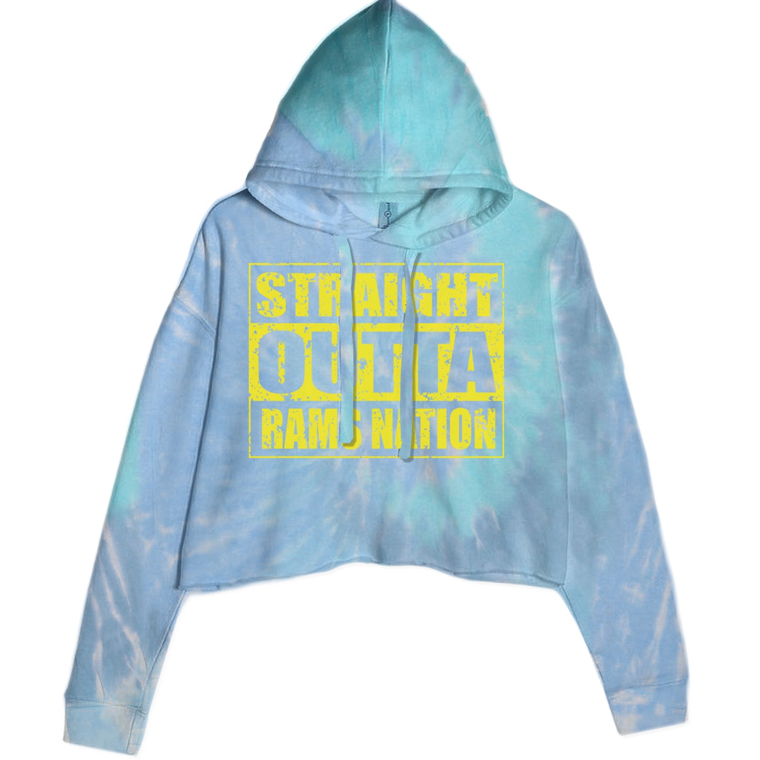 Straight Outta Rams Nation   Cropped Hoodie Sweatshirt Blue Clouds