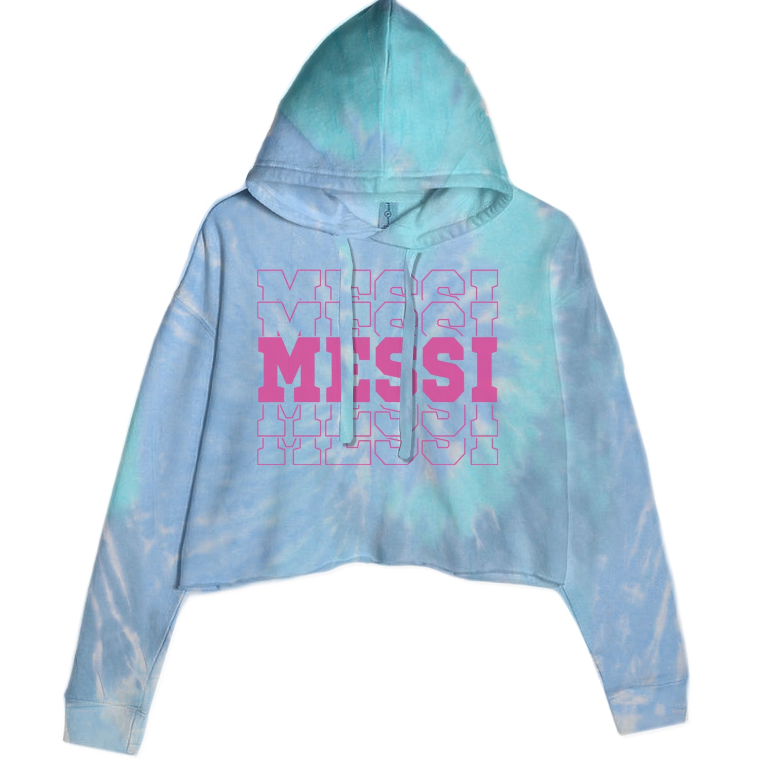 Messi Miami Futbol Cropped Hoodie Sweatshirt Blue Clouds