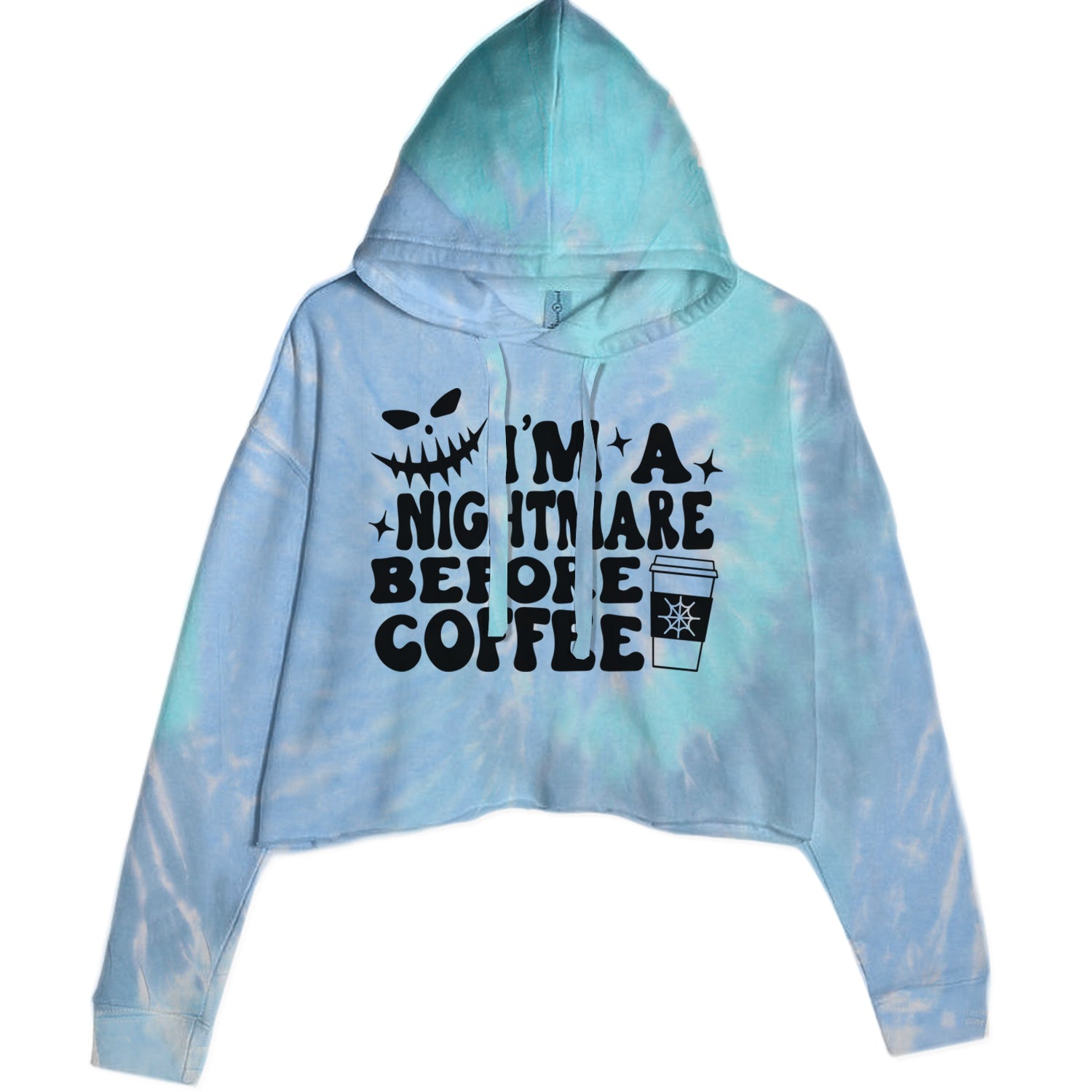 I'm A Nightmare Before Coffee Cropped Hoodie Sweatshirt Blue Clouds