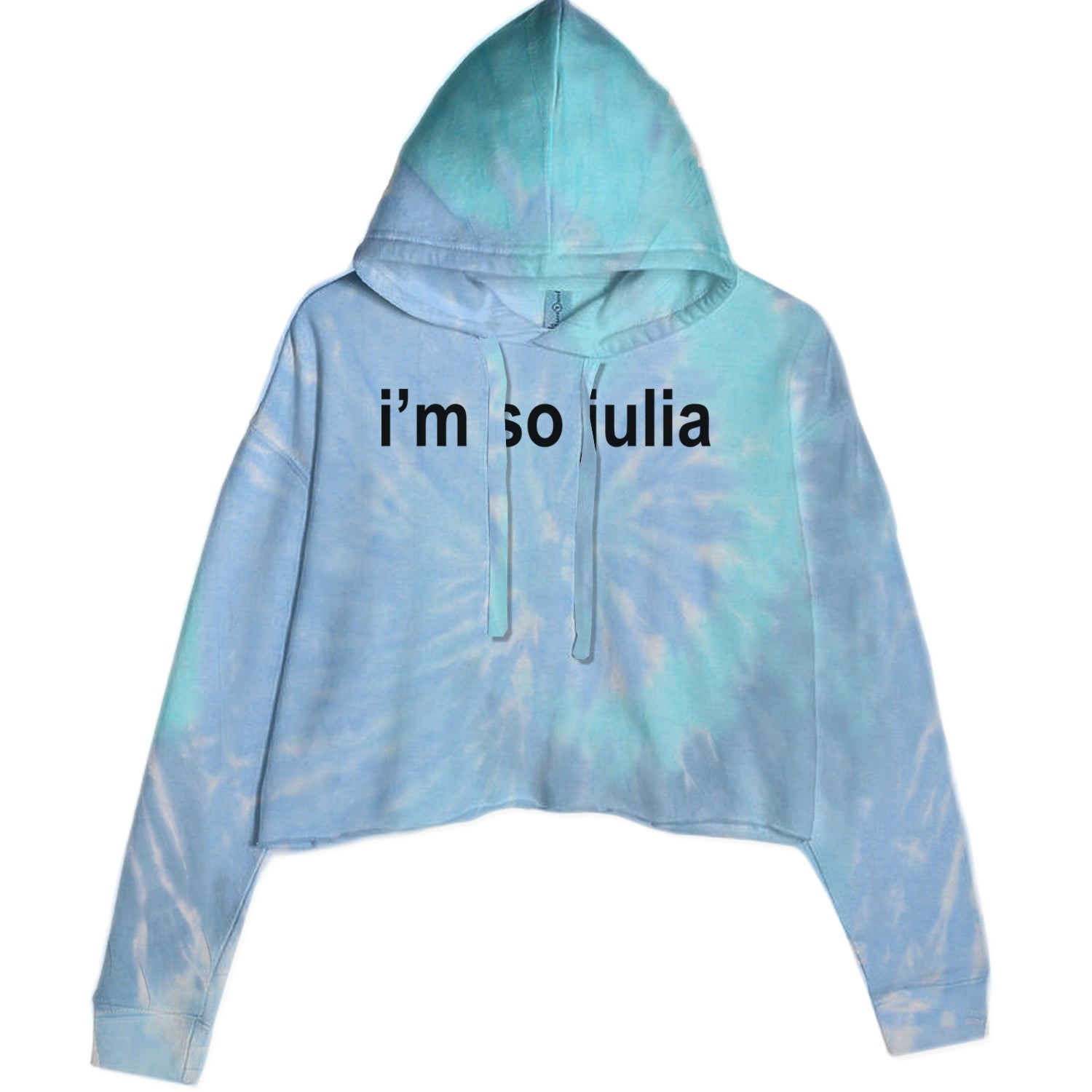 I'm So Julia Brat Green Cropped Hoodie Sweatshirt Blue Clouds