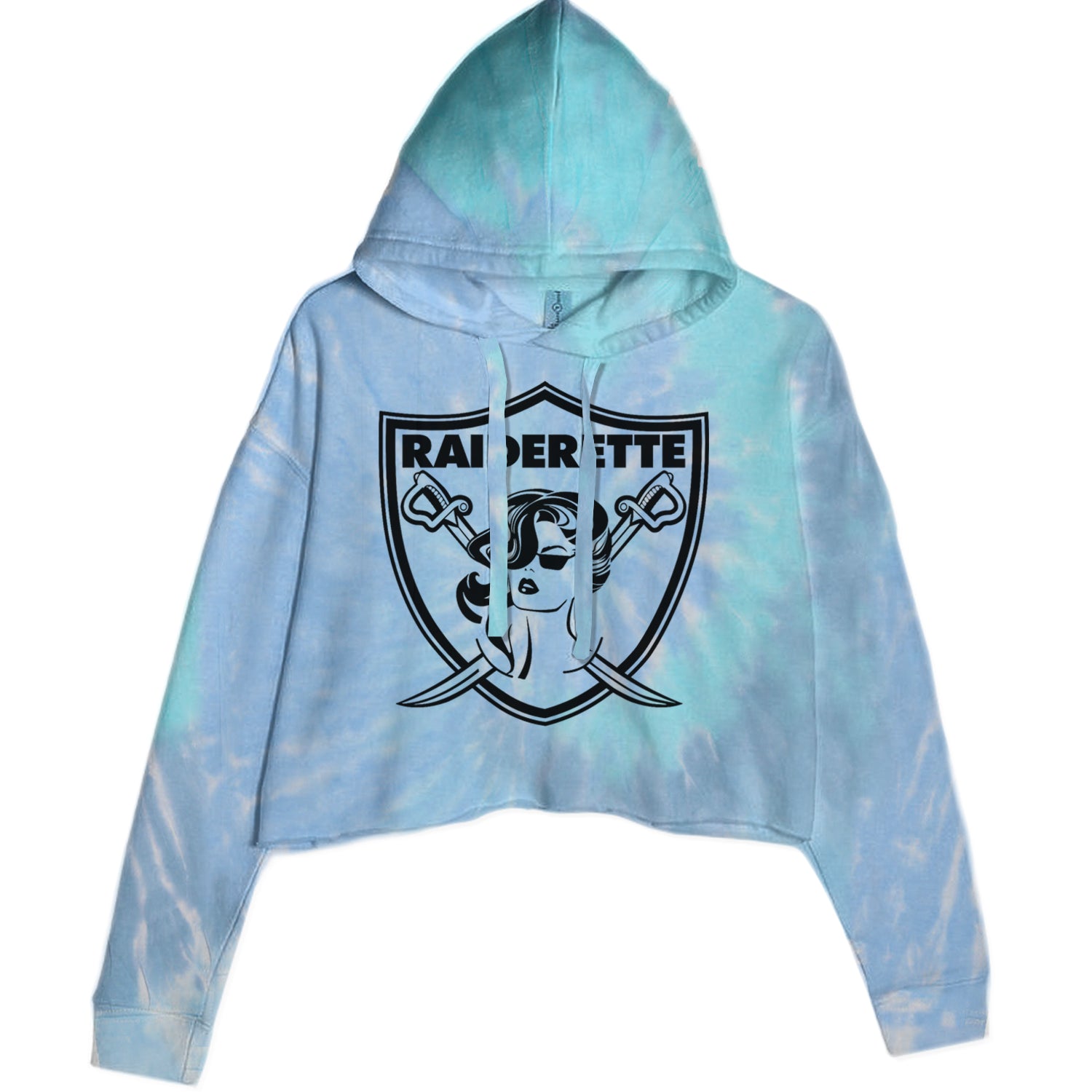 Raiderette Football Gameday Ready Cropped Hoodie Sweatshirt Blue Clouds