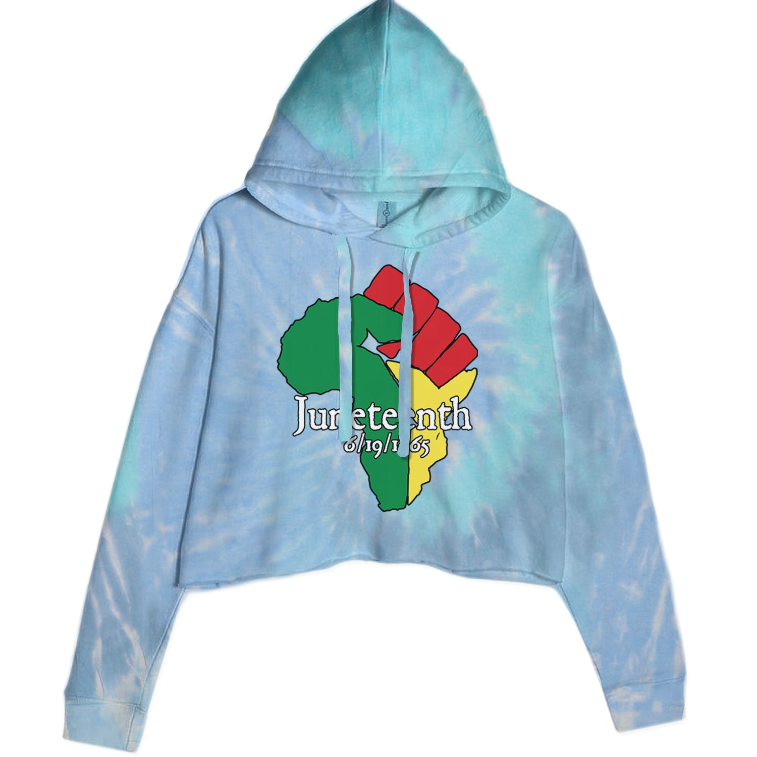 Juneteenth Raised Fist Africa Celebrate Emancipation Day Cropped Hoodie Sweatshirt Blue Clouds