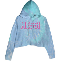 Messi OUTLINE Miami Futbol Cropped Hoodie Sweatshirt Blue Clouds