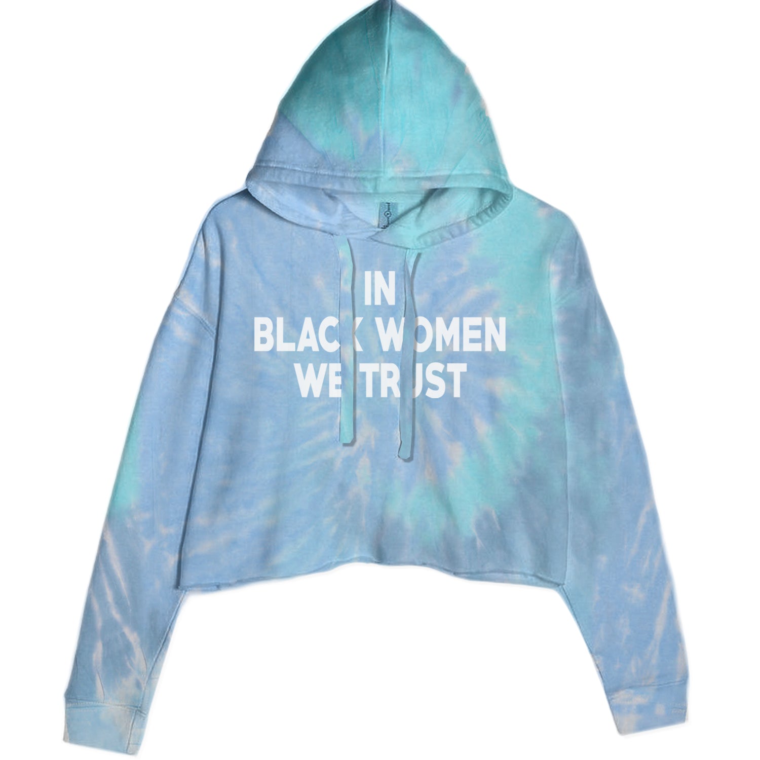 In Black Women We trust Cropped Hoodie Sweatshirt Blue Clouds