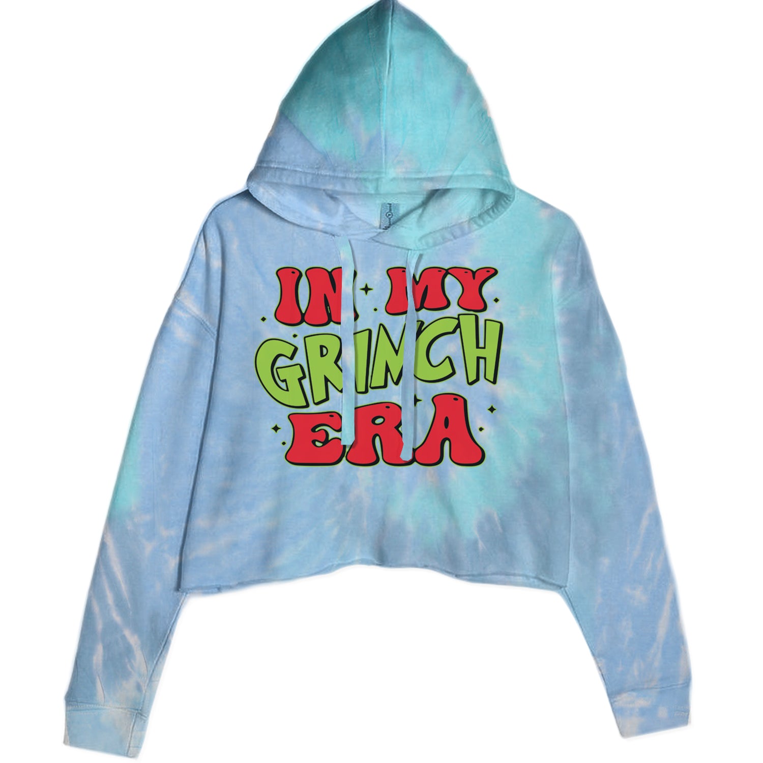 In My Gr-nch Era Jolly Merry Christmas Cropped Hoodie Sweatshirt Blue Clouds