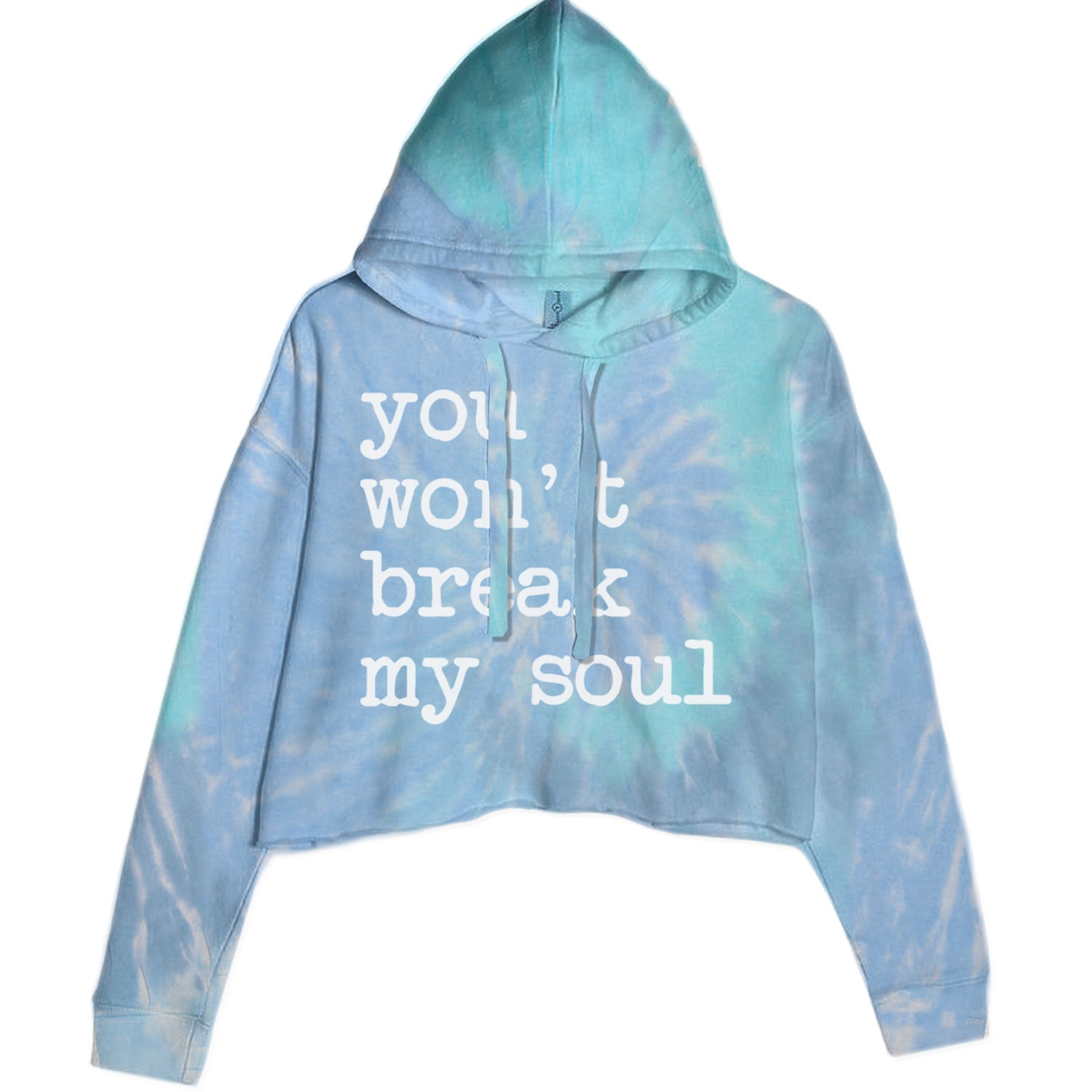 You Won't Break My Soul  Cropped Hoodie Sweatshirt Blue Clouds