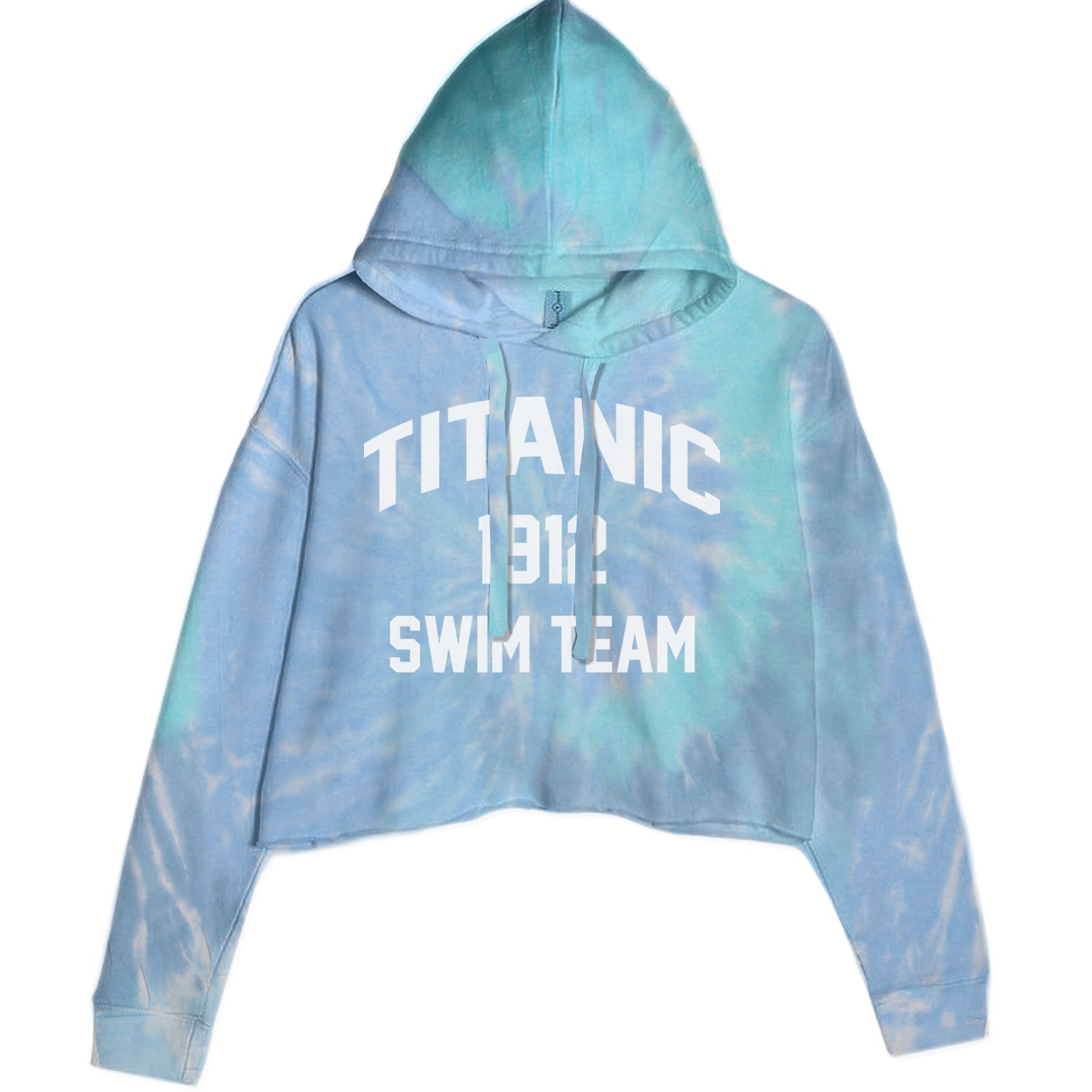 Titanic Swim Team 1912 Funny Cruise Cropped Hoodie Sweatshirt Blue Clouds