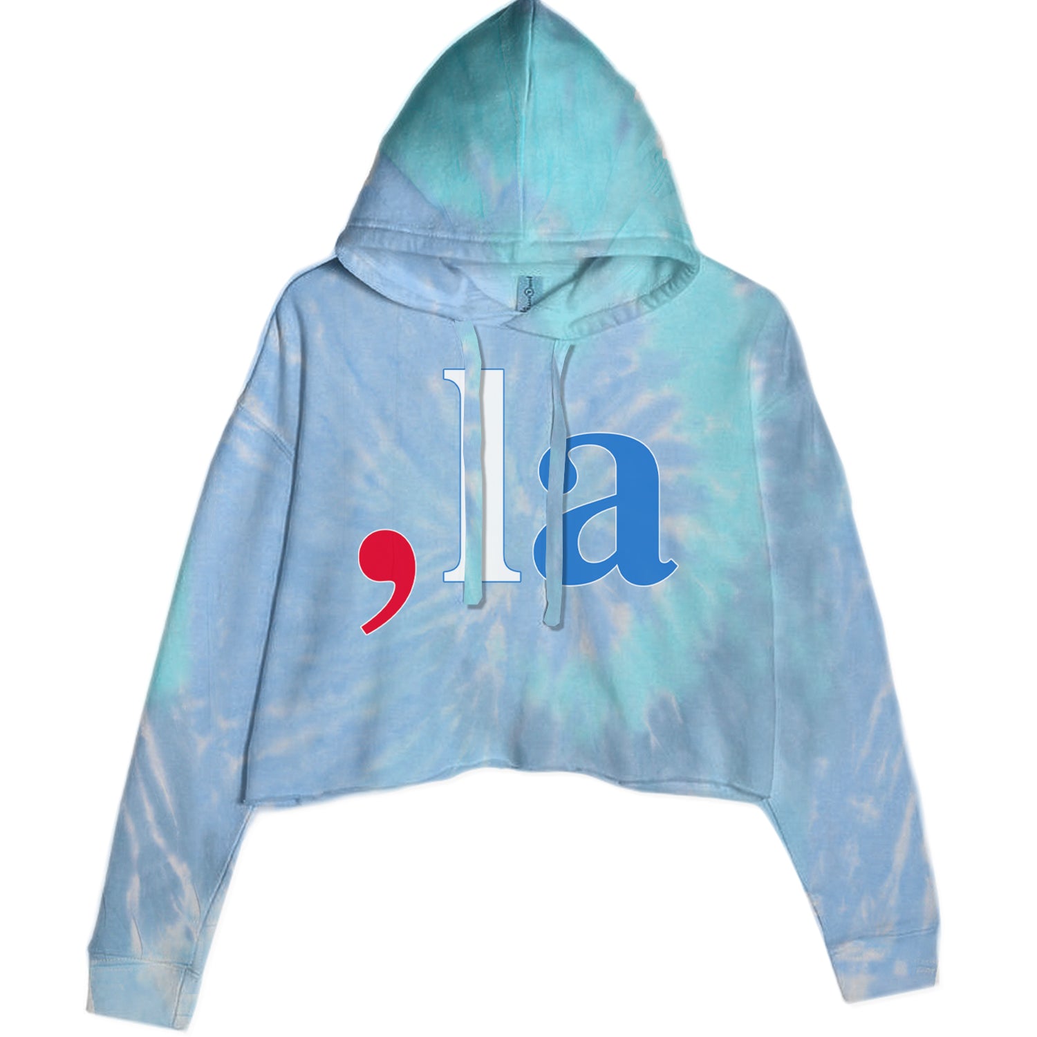 Comma-La - Support Kamala Harris For President 2024 Cropped Hoodie Sweatshirt Blue Clouds