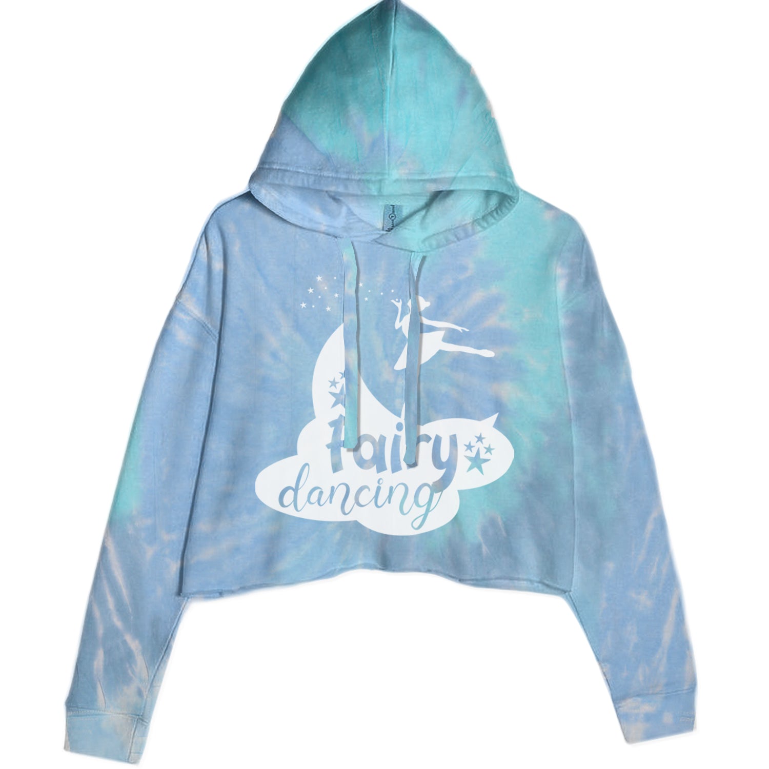 Fairy Dancing Cropped Hoodie Sweatshirt Blue Clouds