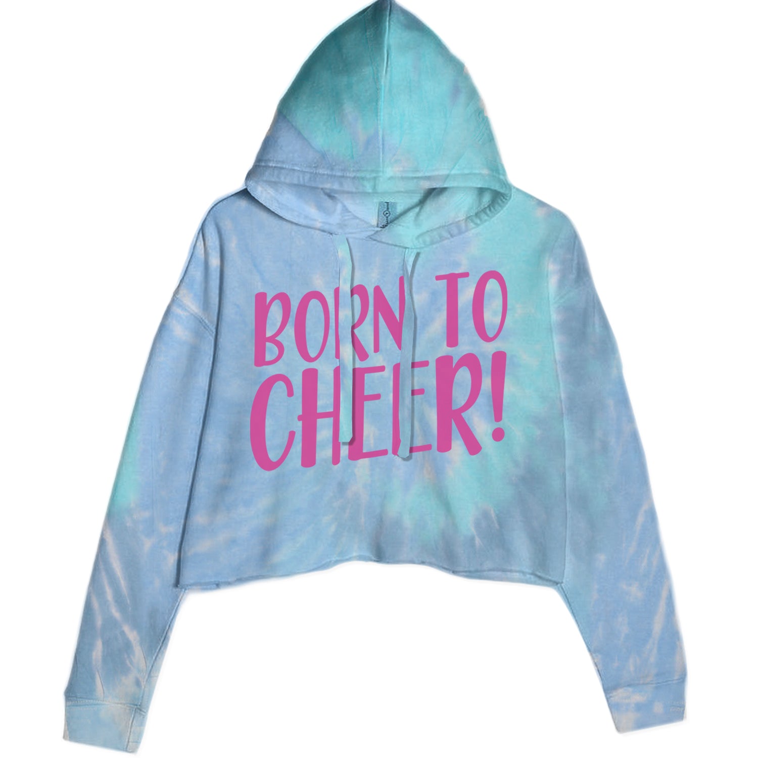 Born To Cheer Cropped Hoodie Sweatshirt Blue Clouds