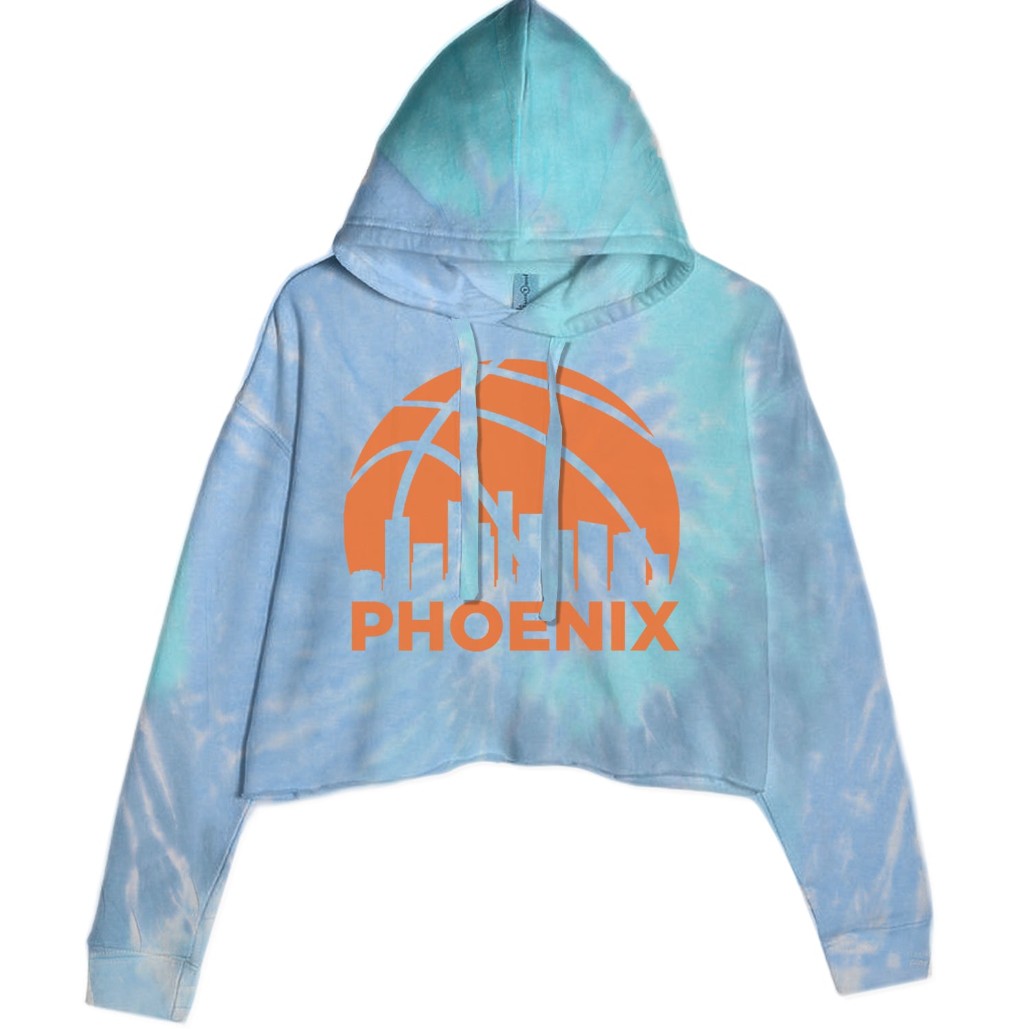 Phoenix Basketball Sunset City Skyline Cropped Hoodie Sweatshirt Blue Clouds