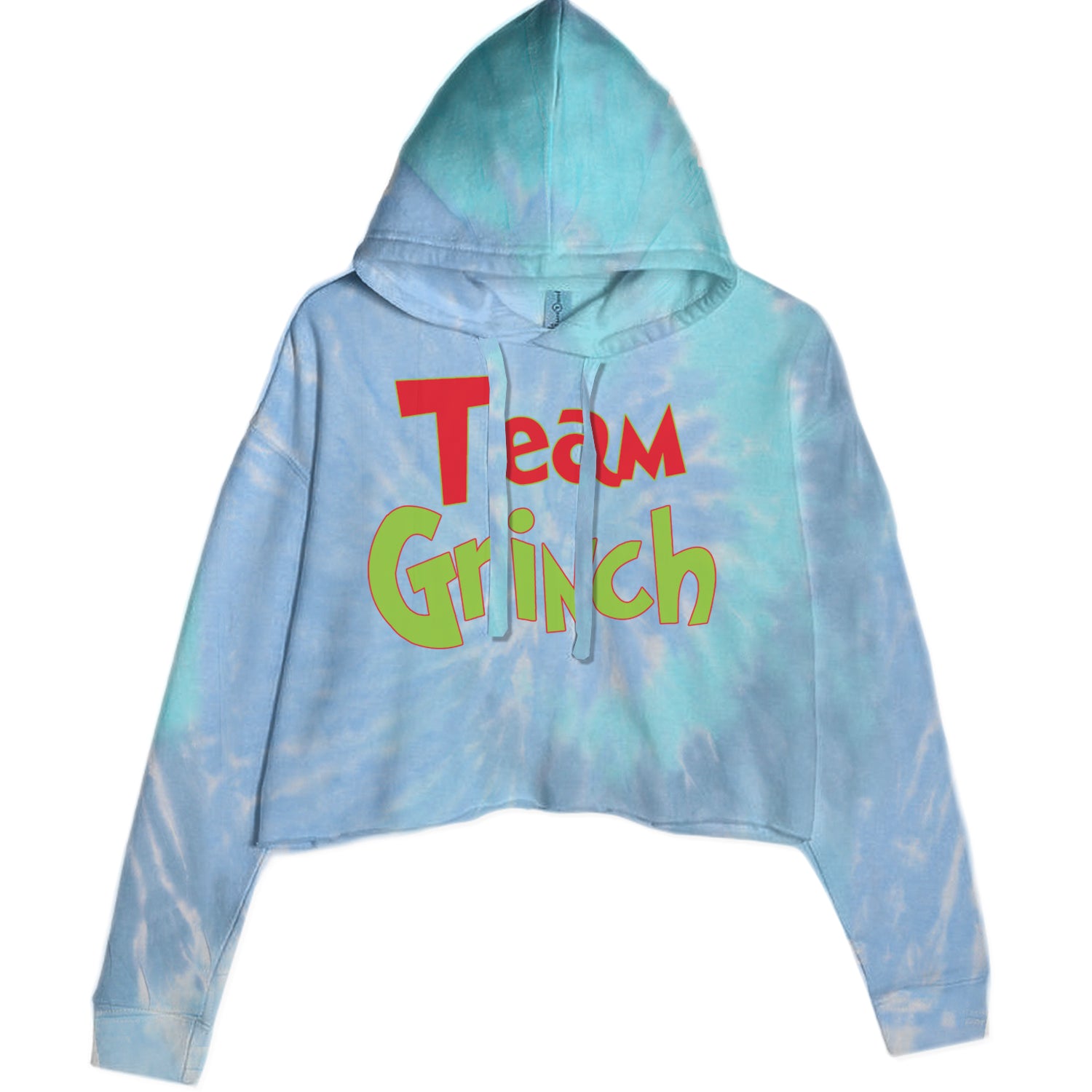 Team Gr-nch Jolly Grinchmas Merry Christmas Cropped Hoodie Sweatshirt Blue Clouds