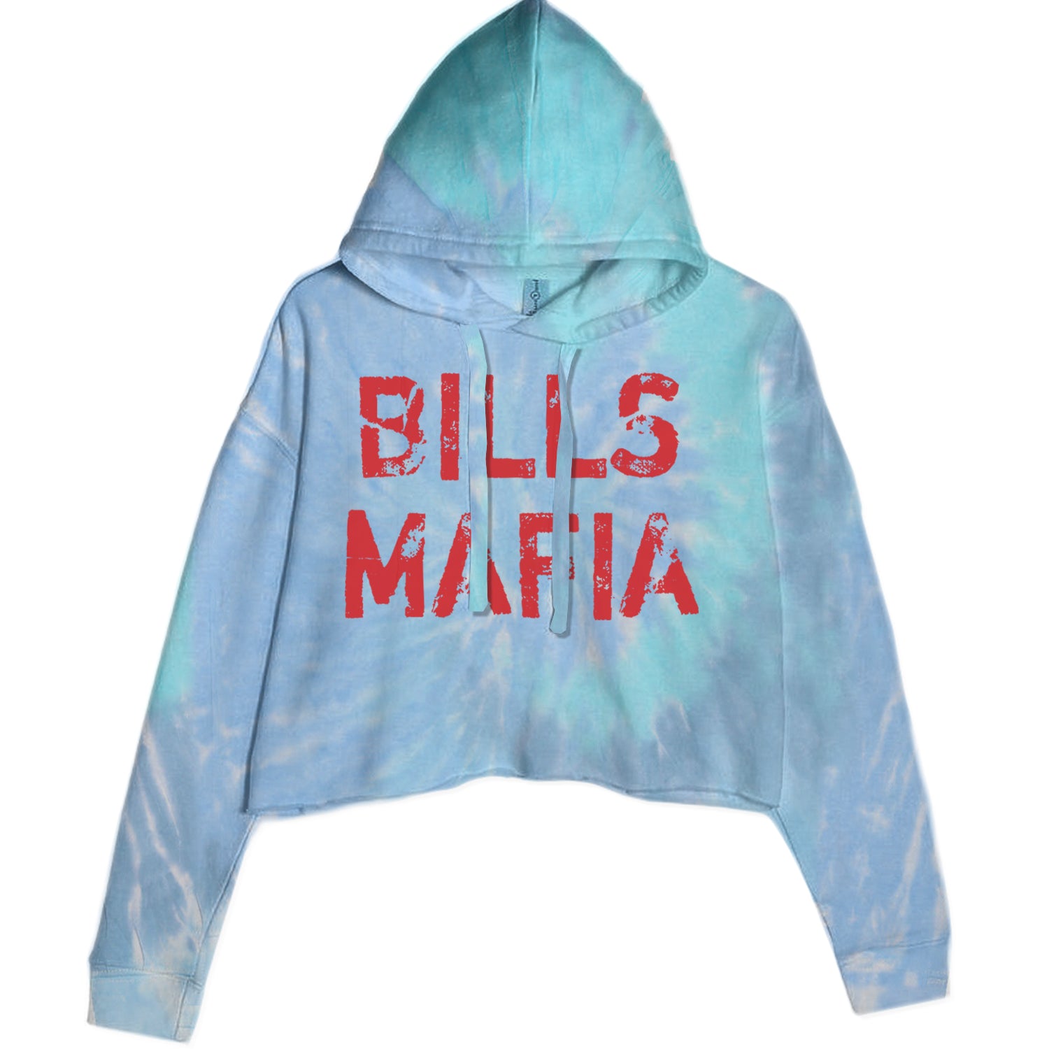 Distressed Bills Mafia Football Cropped Hoodie Sweatshirt Blue Clouds