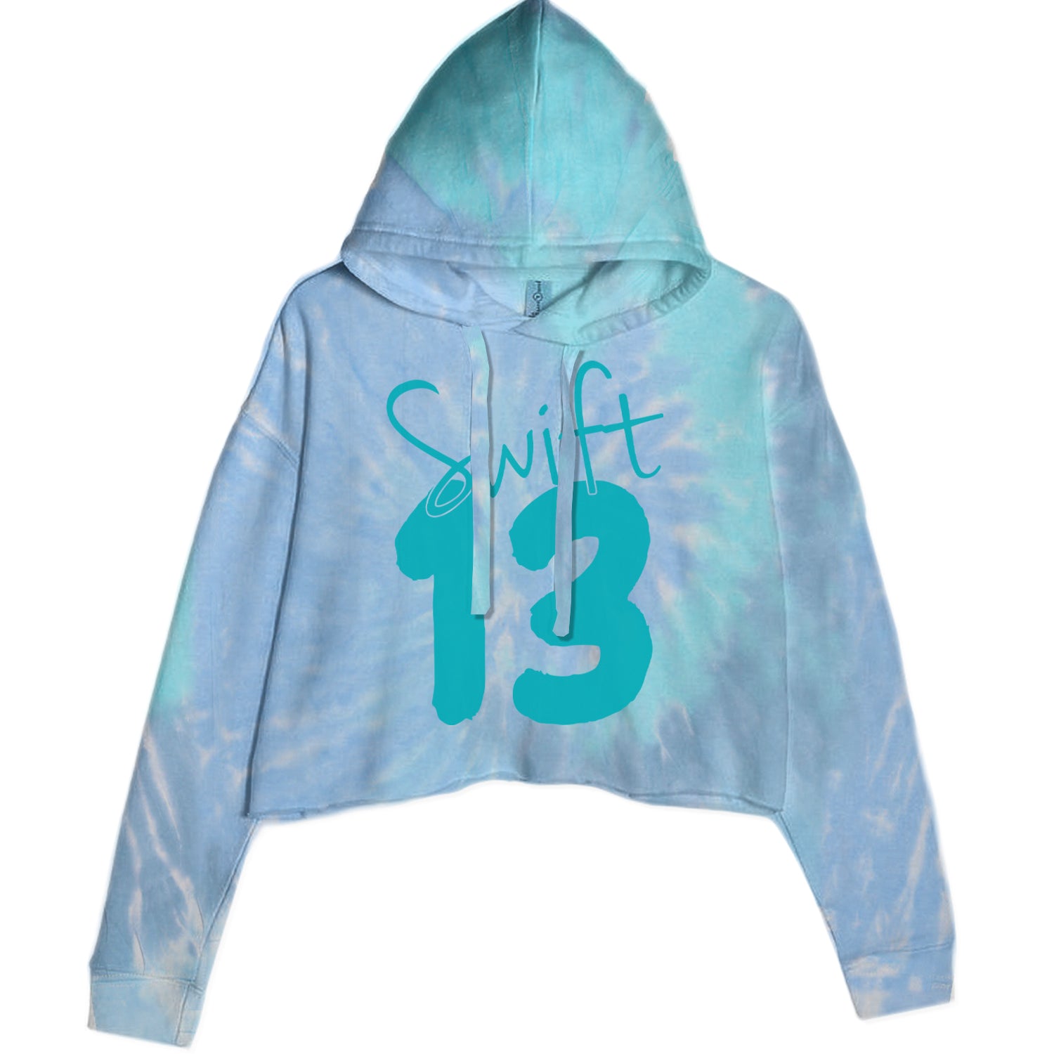 13 Swift 13 Lucky Number Era TTPD Cropped Hoodie Sweatshirt Blue Clouds