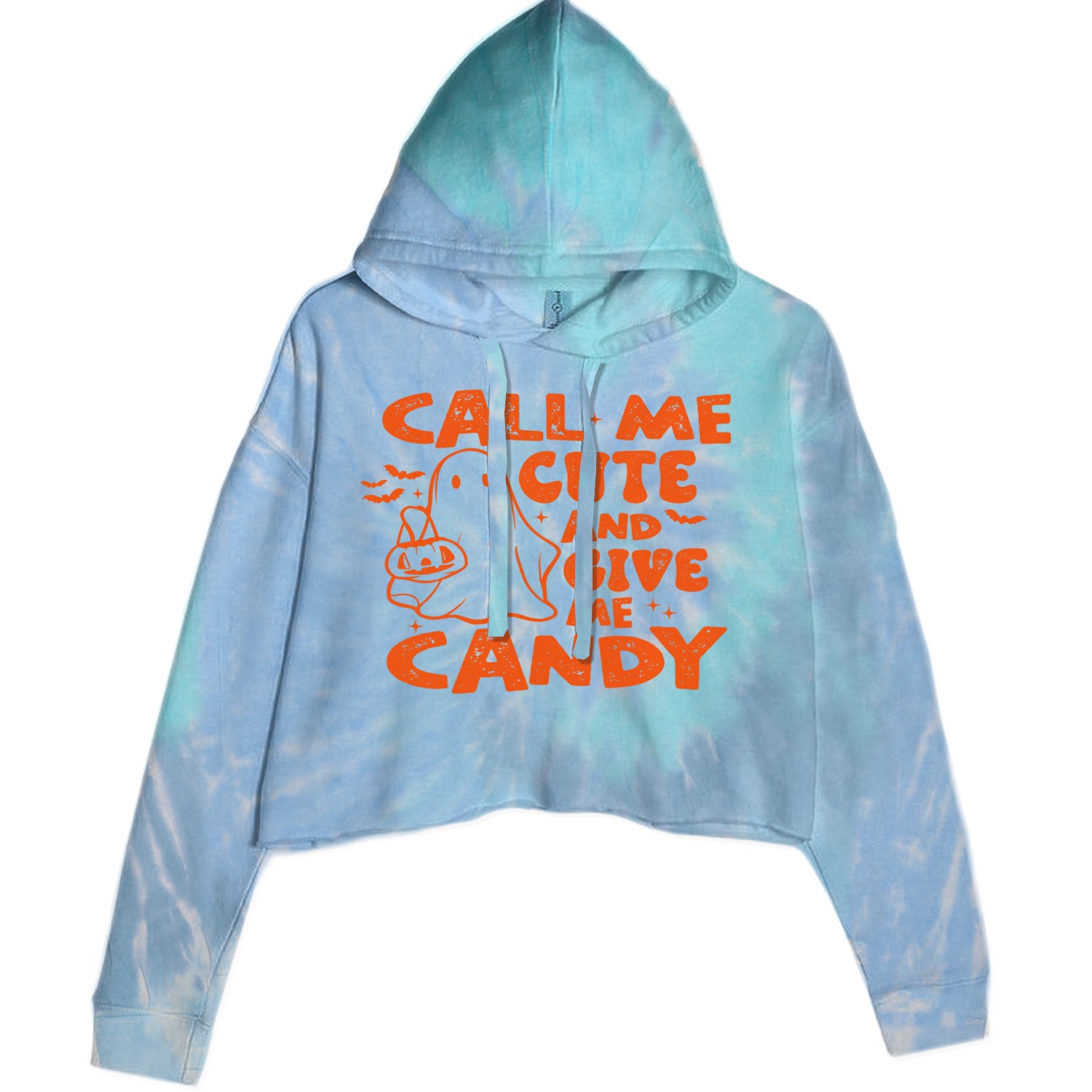 Call Me Cute And Give Me Candy Cropped Hoodie Sweatshirt Blue Clouds