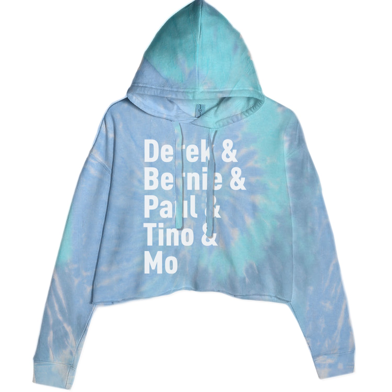 Derek & Bernie & Paul & Tino & Mo Cropped Hoodie Sweatshirt Blue Clouds