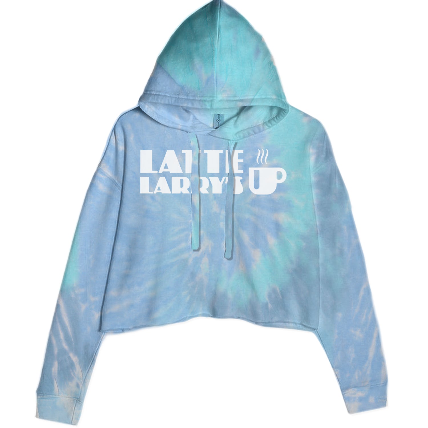 Latte Larry's Enthusiastic Coffee Cropped Hoodie Sweatshirt Blue Clouds