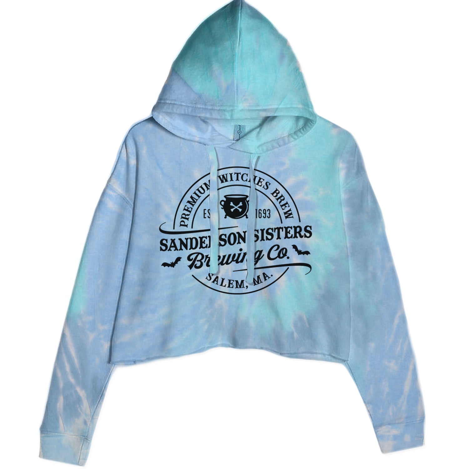 Sanderson Sisters Brewing Company Witches Brew Cropped Hoodie Sweatshirt Blue Clouds