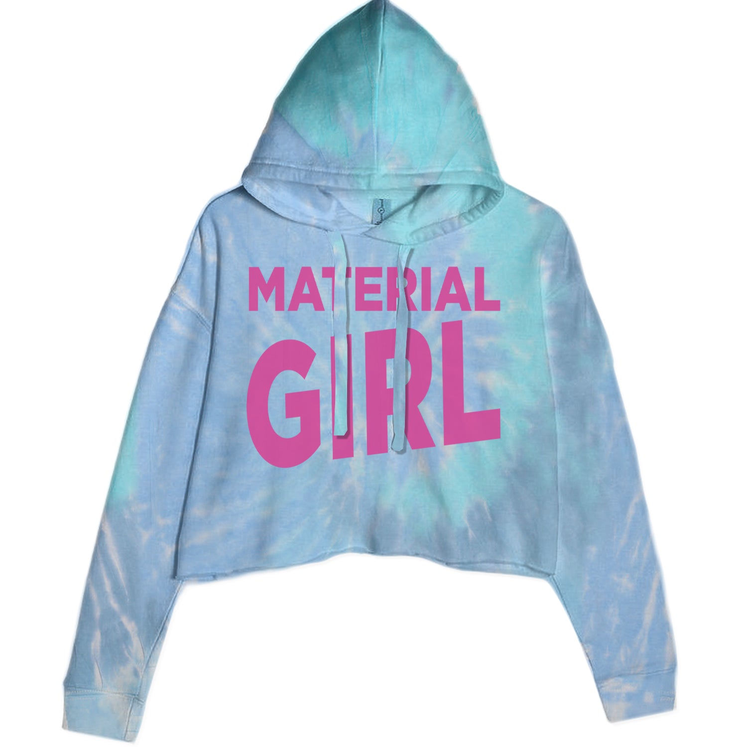 Material Girl 80's Retro Celebration Cropped Hoodie Sweatshirt Blue Clouds