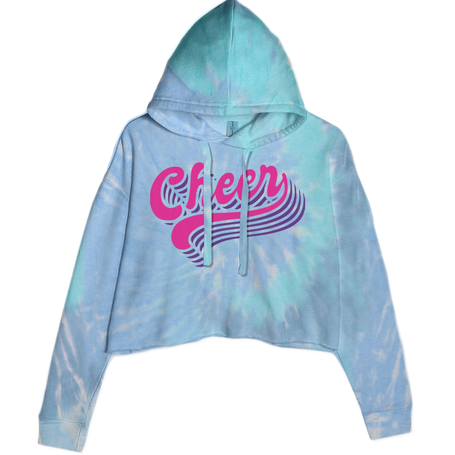 Cheer Pride Cropped Hoodie Sweatshirt Blue Clouds