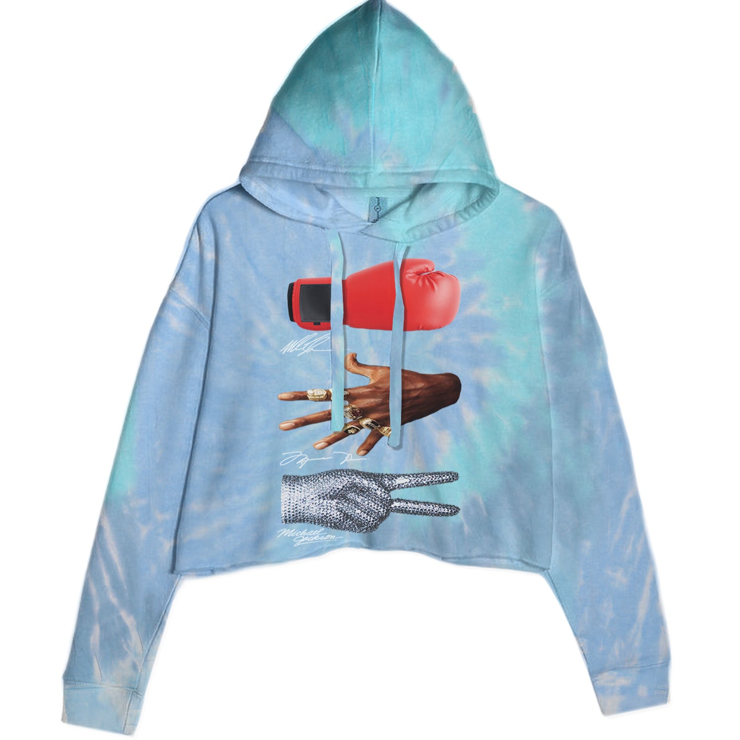 Tyson Jordan Jackson Iconic Michaels Cropped Hoodie Sweatshirt Blue Clouds