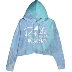 Perfectly Wicked Witchy Halloween Cropped Hoodie Sweatshirt Blue Clouds