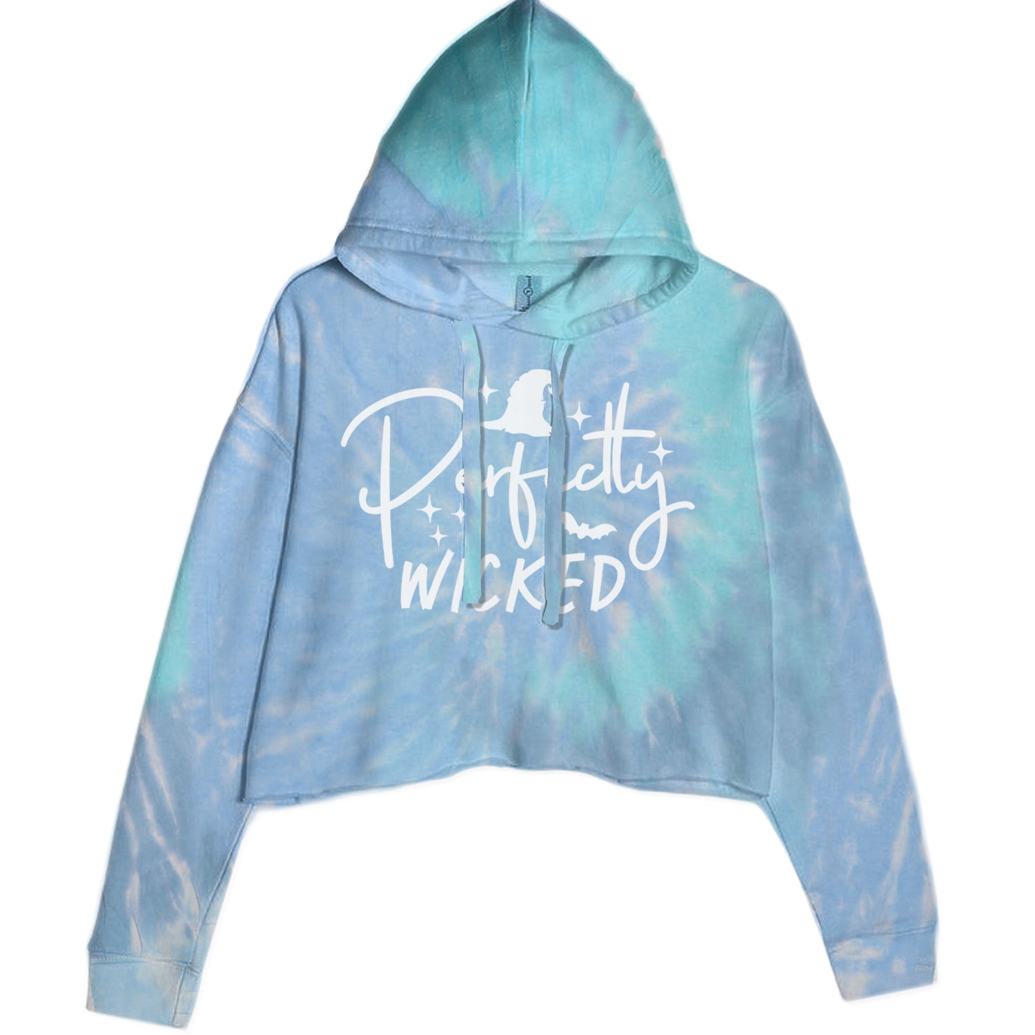 Perfectly Wicked Witchy Halloween Cropped Hoodie Sweatshirt Blue Clouds