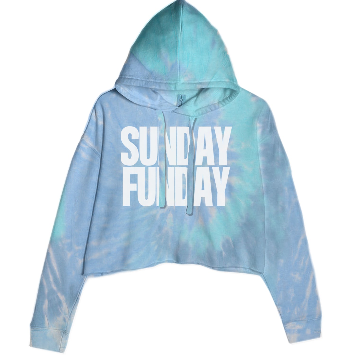 Sunday Funday  Cropped Hoodie Sweatshirt Blue Clouds