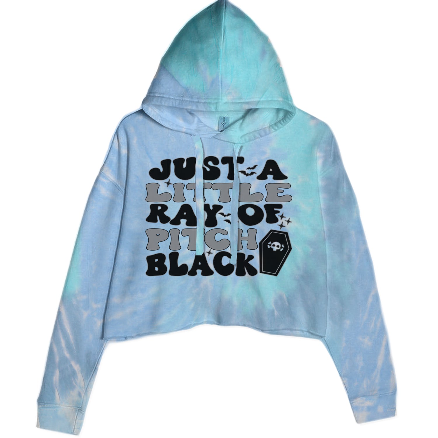 Just A Little Ray of Pitch Black Cropped Hoodie Sweatshirt Blue Clouds