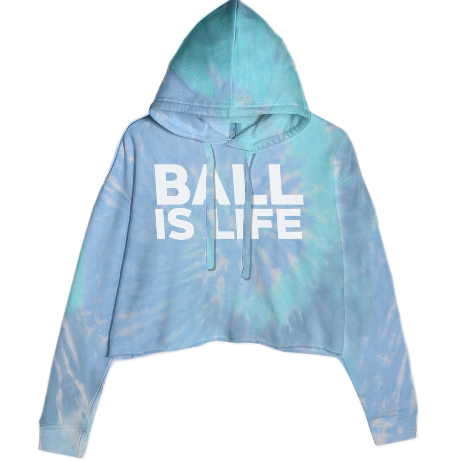 Ball Is Life Sports Enthusiasts Cropped Hoodie Sweatshirt Blue Clouds