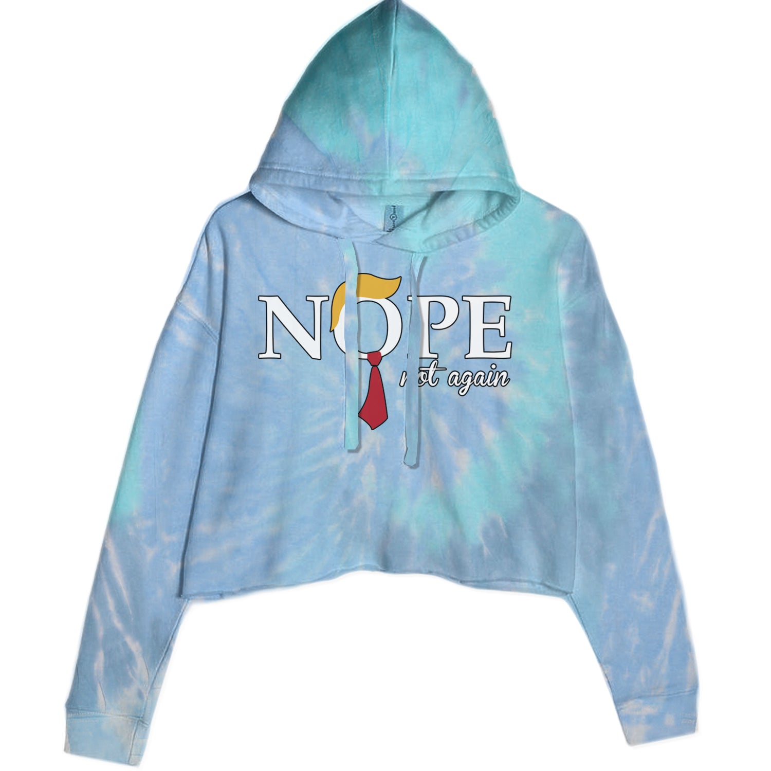 Nope Not Again Anti-Trump 2024 Cropped Hoodie Sweatshirt Blue Clouds