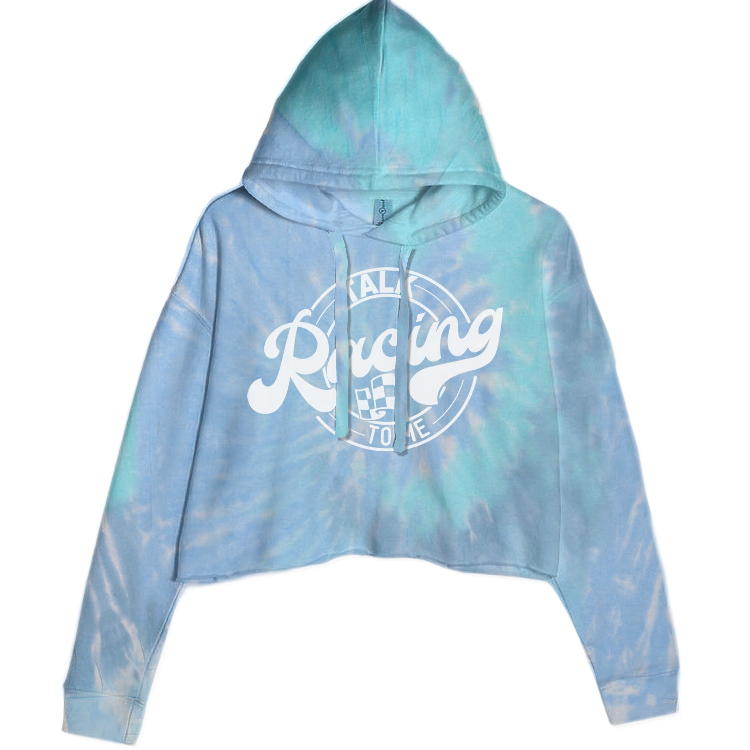 Talk Racing To Me Cropped Hoodie Sweatshirt Blue Clouds