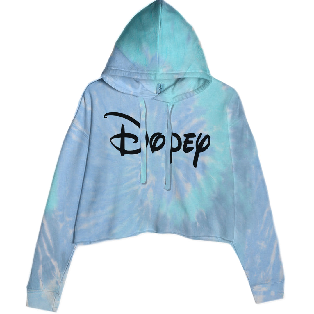 Dopey - 7 Dwarfs Costume Cropped Hoodie Sweatshirt Blue Clouds