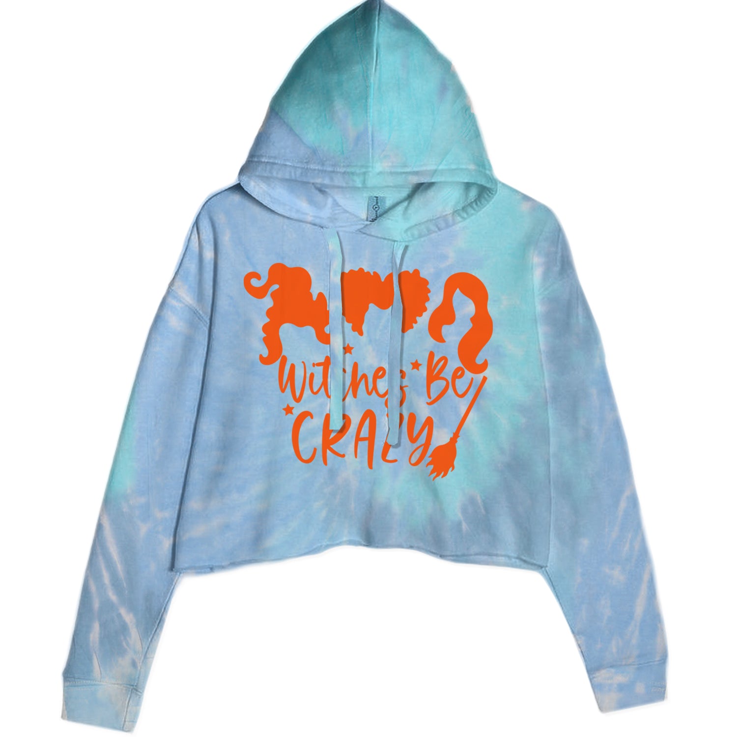 Witches Be Crazy Hocus Pocus Cropped Hoodie Sweatshirt Blue Clouds