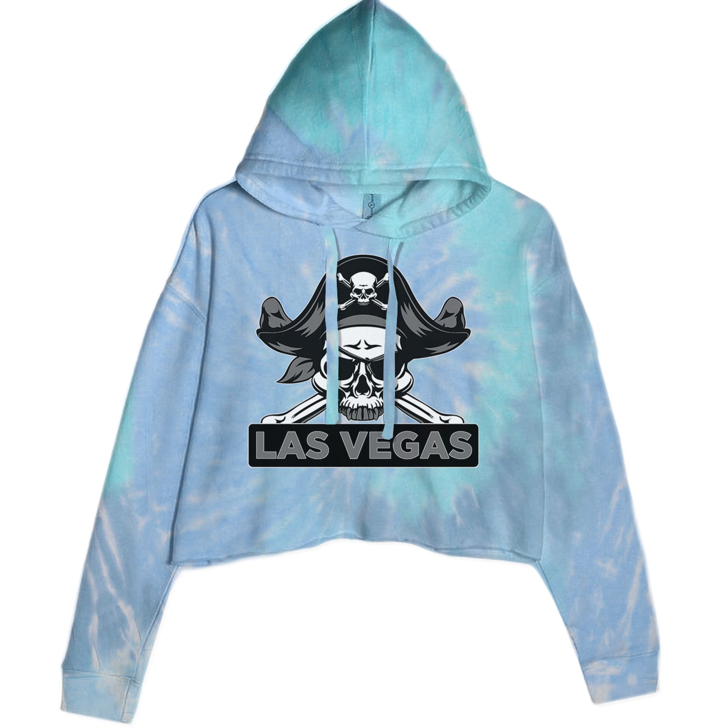 Raider Skull Straight Outta Las Vegas Cropped Hoodie Sweatshirt Blue Clouds