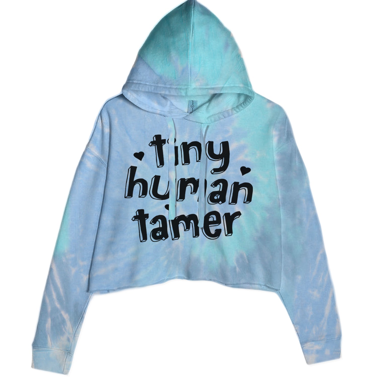 Tiny Human Tamer Teacher Cropped Hoodie Sweatshirt Blue Clouds