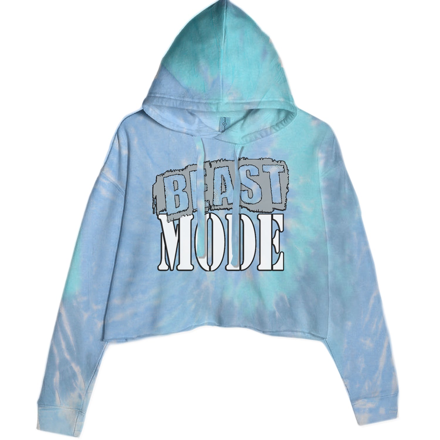 Beast Mode Training Gym Workout Cropped Hoodie Sweatshirt Blue Clouds