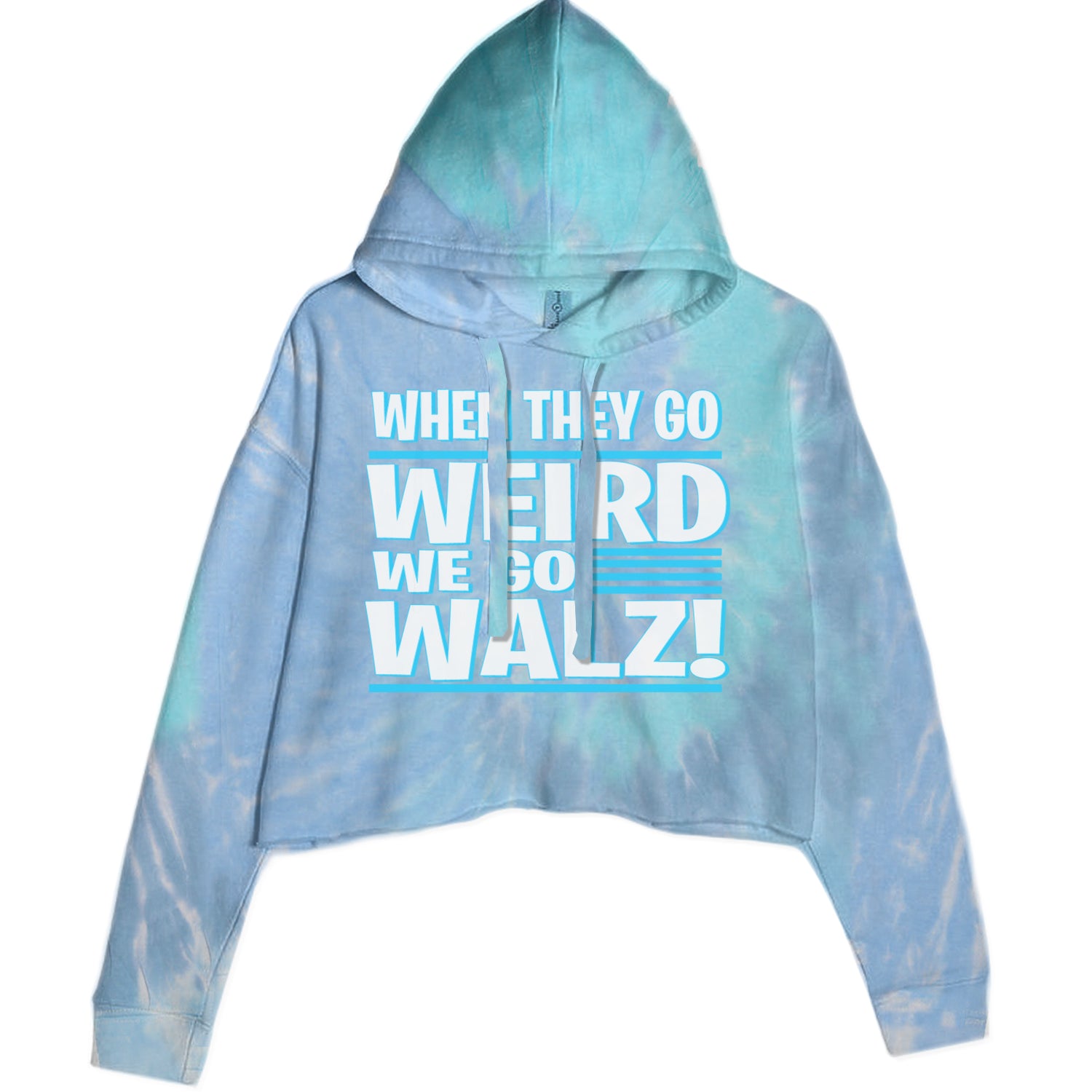 When They Go Weird We Go Walz Cropped Hoodie Sweatshirt Blue Clouds