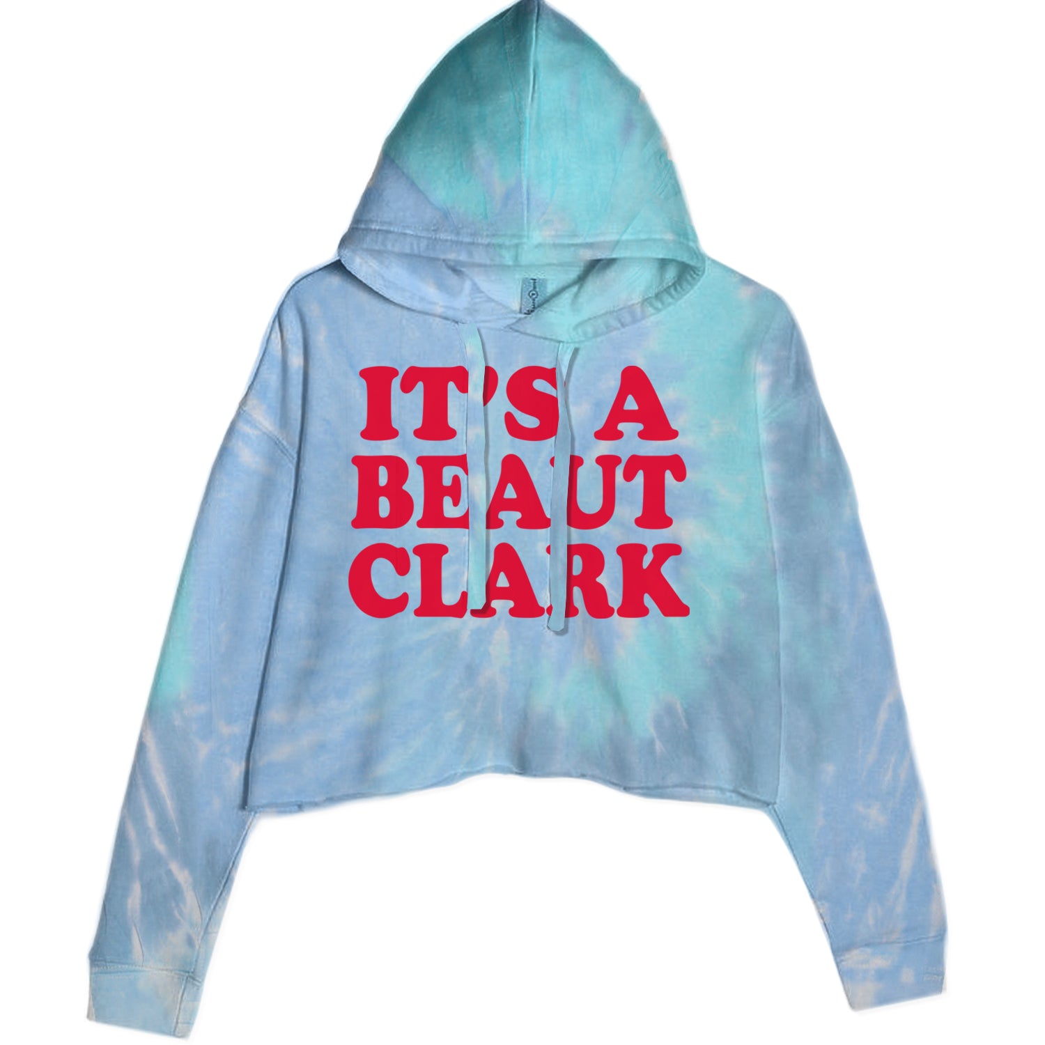 It's a Beaut Clark Festive Christmas Cropped Hoodie Sweatshirt Blue Clouds