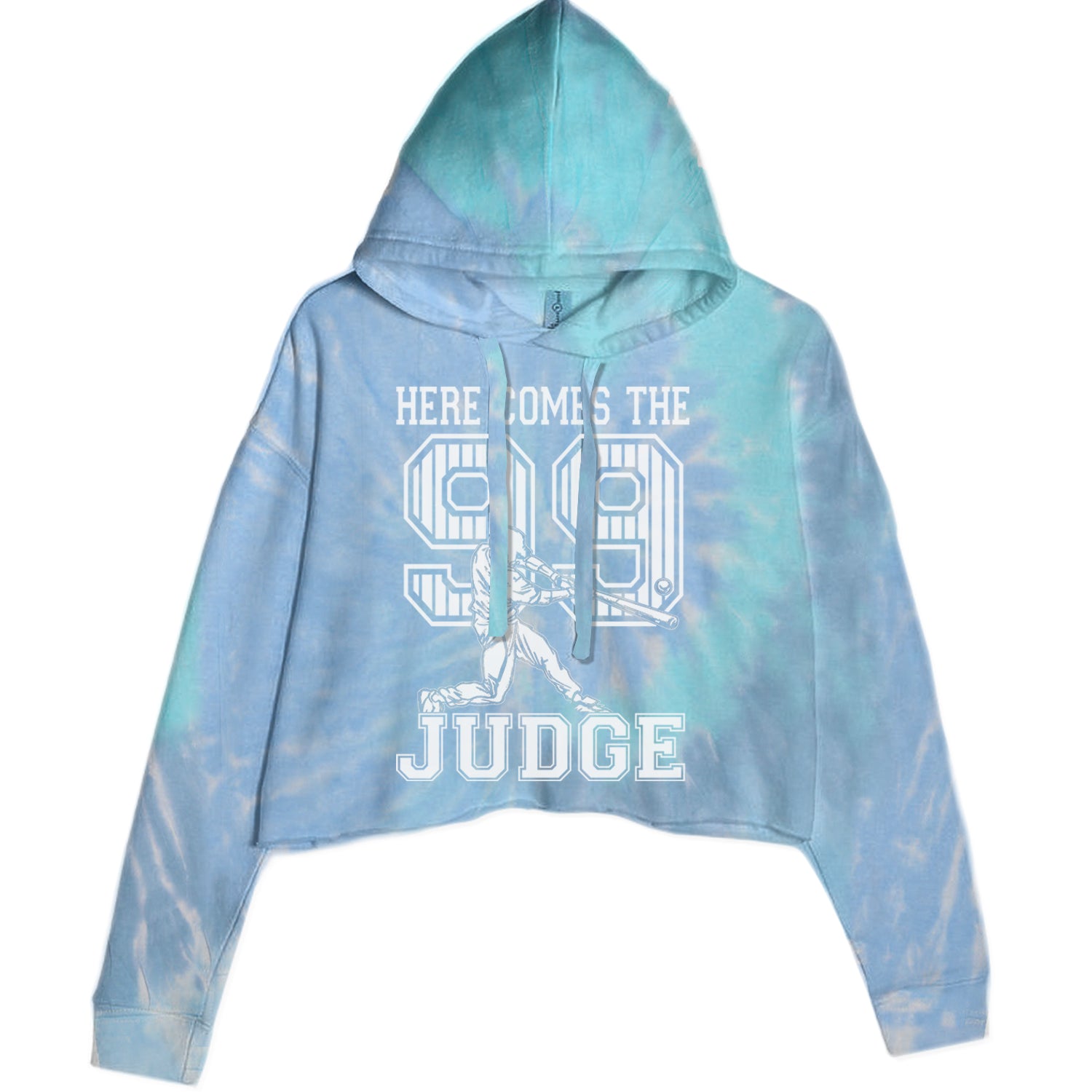 Here Comes The Judge 99 NY Baseball  Cropped Hoodie Sweatshirt Blue Clouds