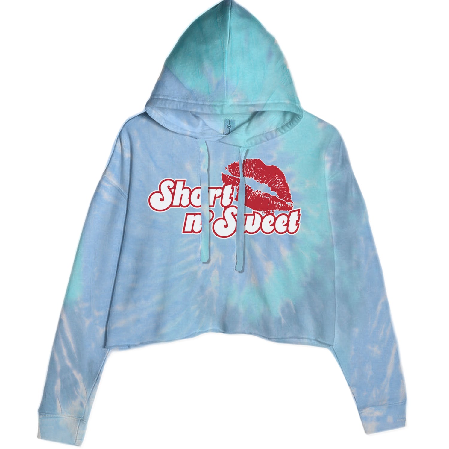 Short N' Sweet Red Lips Cropped Hoodie Sweatshirt Blue Clouds