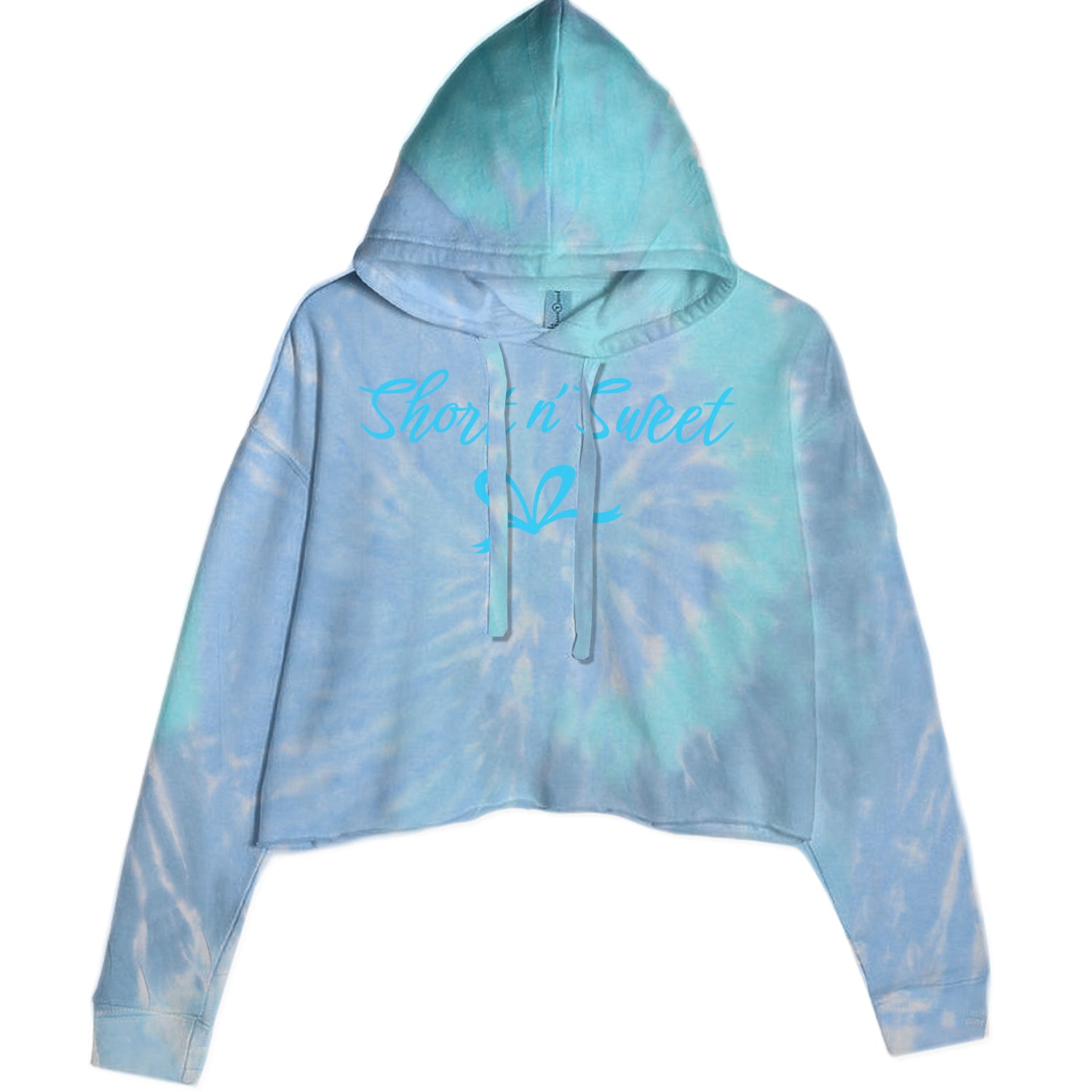 Bow Short N' Sweet Music Cropped Hoodie Sweatshirt Blue Clouds