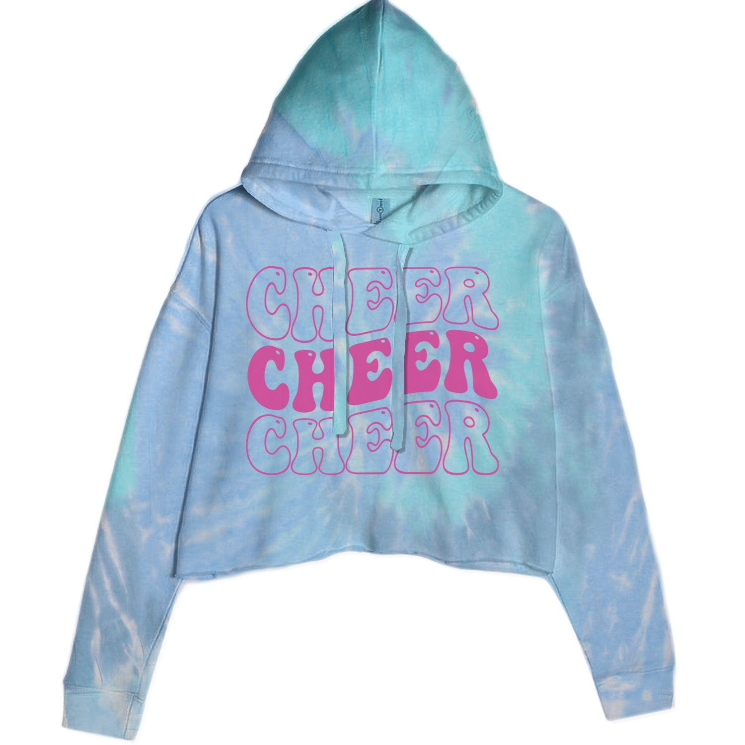 Cheer Cheer Cheer Cropped Hoodie Sweatshirt Blue Clouds