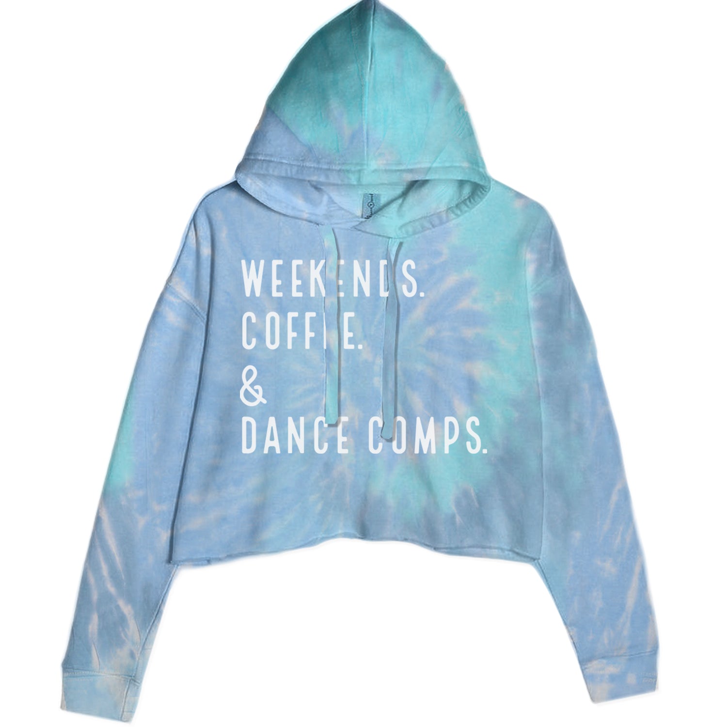 Weekends, Coffee and Dance Comps Cropped Hoodie Sweatshirt Blue Clouds