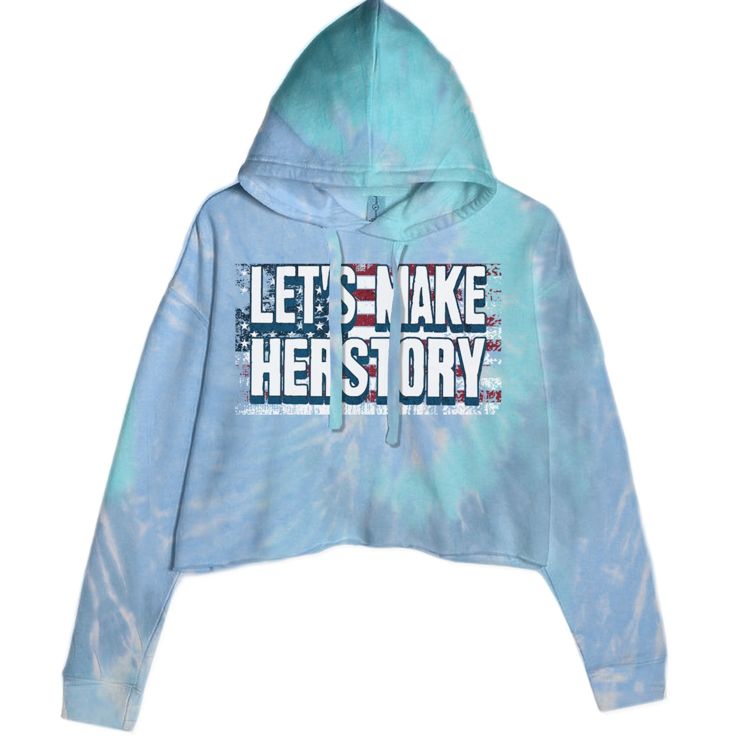 Lets Make Herstory - Support Kamala Harris For President 2024 Cropped Hoodie Sweatshirt Blue Clouds