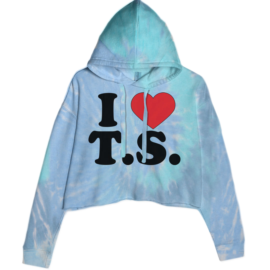 I Heart T.S. Concert Music Lover  Cropped Hoodie Sweatshirt Blue Clouds