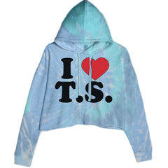 I Heart T.S. Concert Music Lover  Cropped Hoodie Sweatshirt Blue Clouds