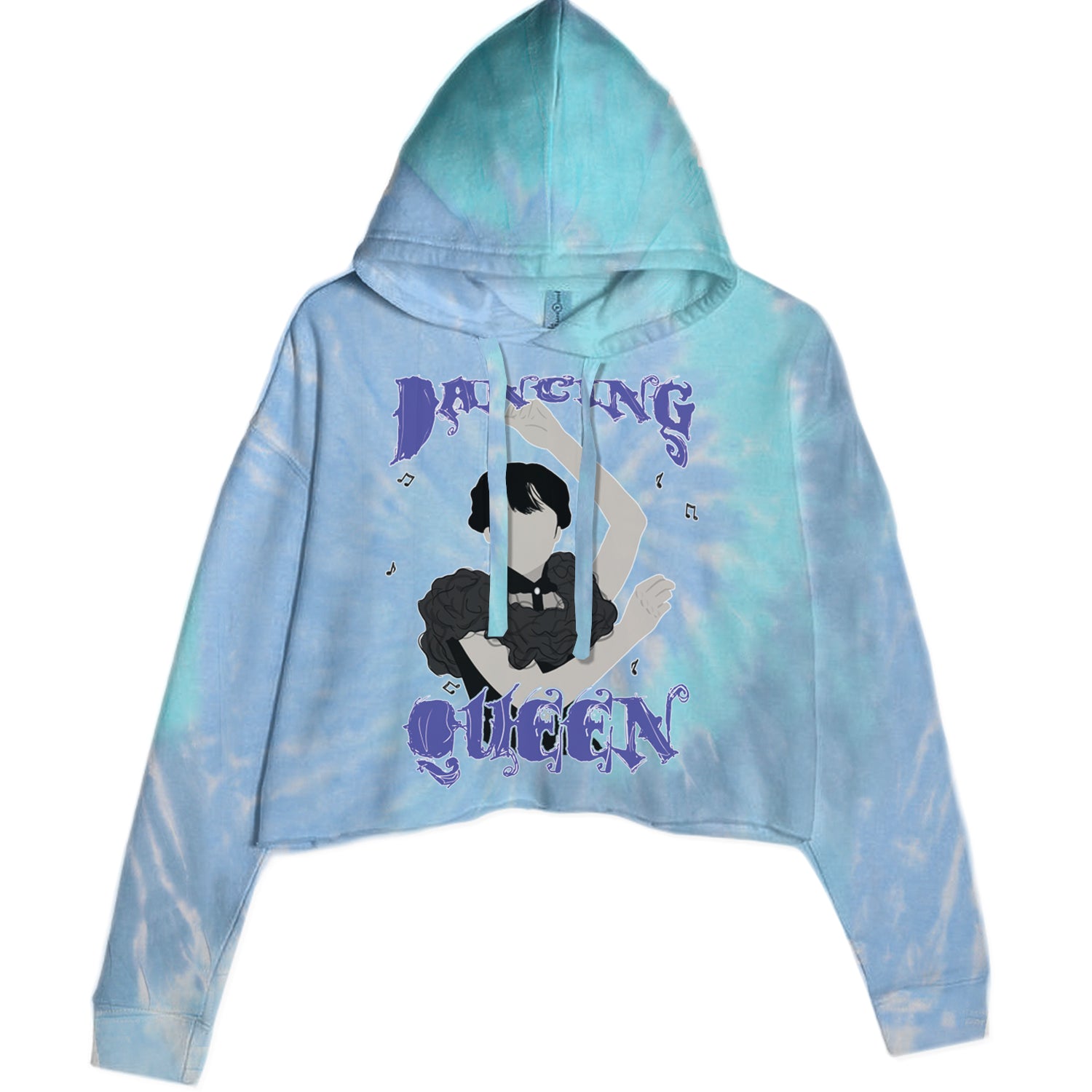 Wednesday Dancing Queen Cropped Hoodie Sweatshirt Blue Clouds